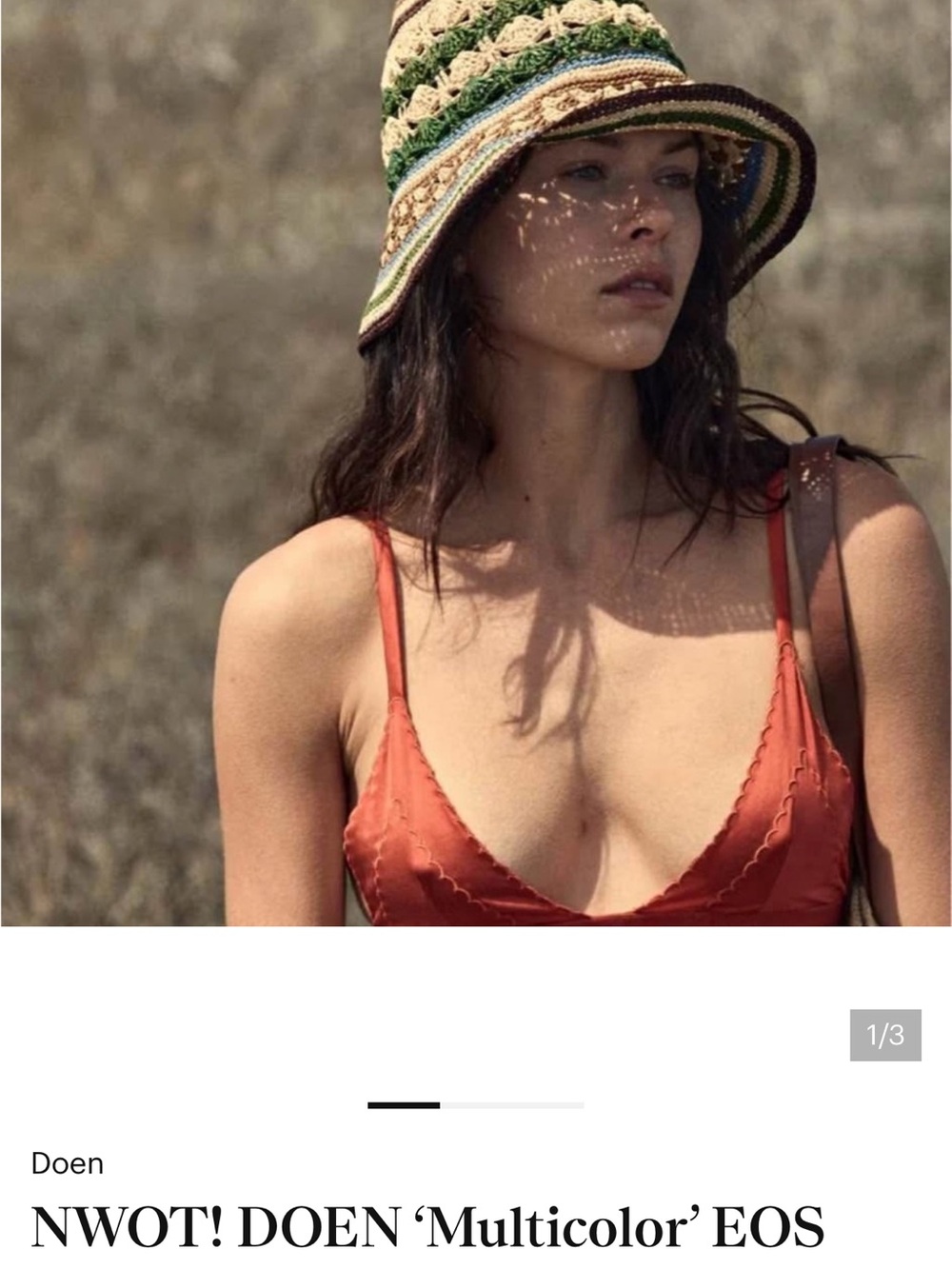 Doen Striped Crochet Bucket Hat in Yellow, Green, Blue, Brown